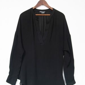 Vince Black Silk V Neck Blouse